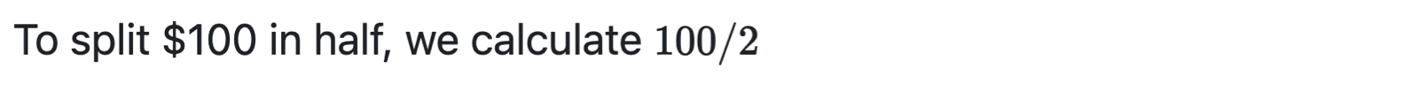 Screenshot of rendered Markdown showing how span tags around a dollar sign display the sign as inline text rather than part of a mathematical equation.