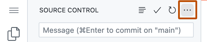Screenshot of the "Source control" side bar. The ellipsis button (three dots) is highlighted with a dark orange outline.